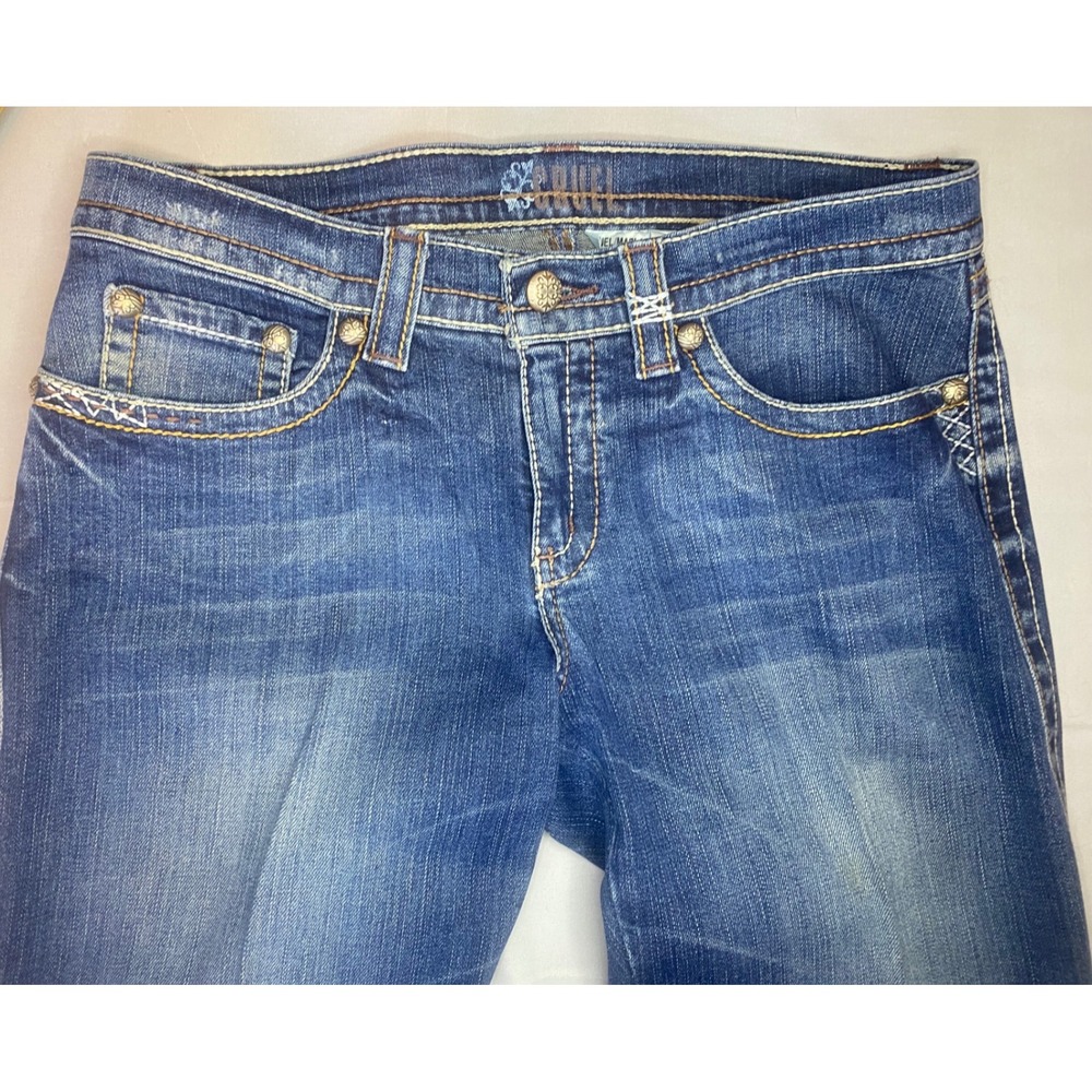 Cruel Marla Relaxed Jeans Women's 11L Blue Bootcut Medium Wash Embroidered Y2K - Picture 3 of 7